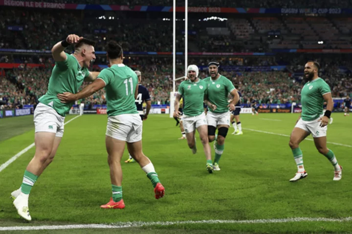 Ireland blitzes Scotland to set up Rugby World Cup quarterfinal with New Zealand
