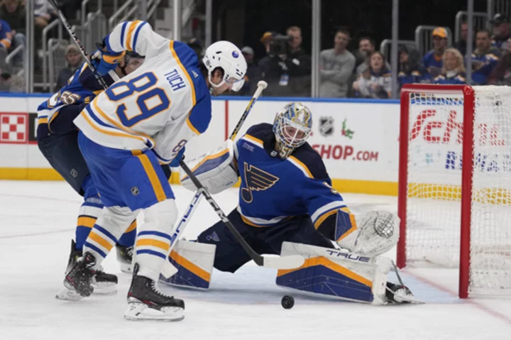 Schenn and Neighbours star as Blues beat Sabres 6-4