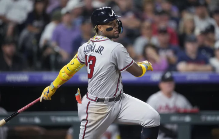 Acuña hits grand slam to become first player with 30 home runs and 60 stolen bases