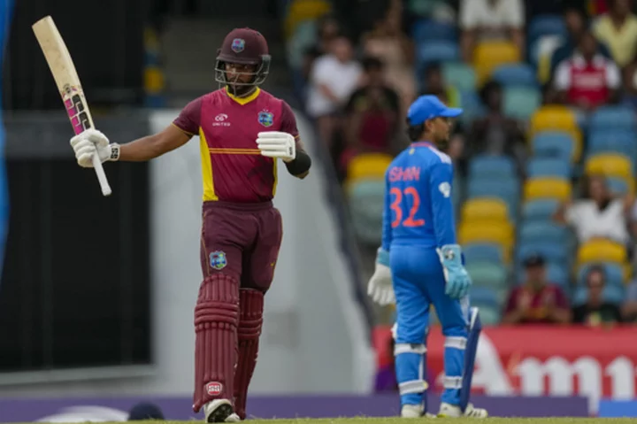 West Indies win 2nd one-day match by 6 wickets and level series after India crumble