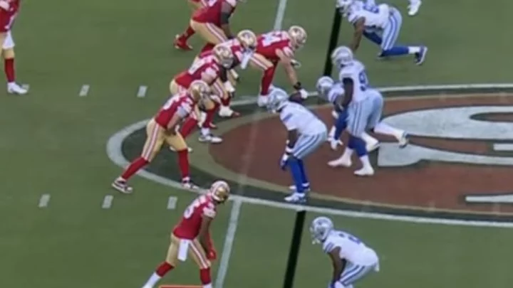 Cowboys Safety Jayron Kearse Lined Up Very, Very Offsides On Third Down to Extend 49ers Drive