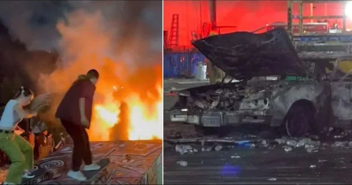 Skate Jam event in Los Angeles descends into fiery vandalism and chaos