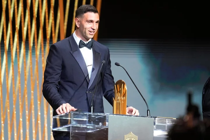 Emiliano Martinez booed at Ballon d’Or ceremony as Argentina goalkeeper collects award in Paris